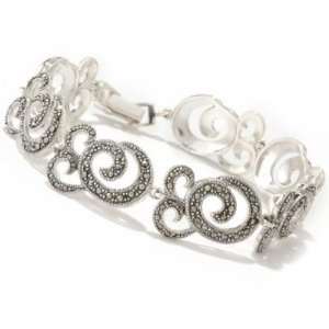    Sterling Silver 8 Marcasite Swirl Design Bracelet Jewelry