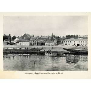  1904 Print Dumfries Bank St River Nith Swimming Cityscape 