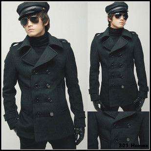 2010 Men Fashion Double Link button Trench Coat Jacket  