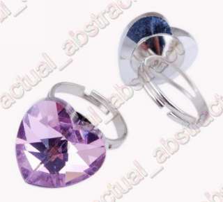 Heart Rings adjustable crystal&alloy wholesale100+tray  