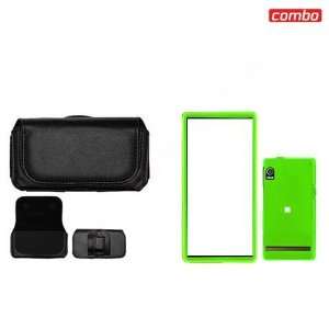 Motorola Droid A855 Combo Rubber Feel Neon Green Protective Case 