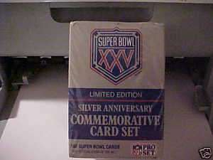 superbowl xxv silver anniversary commemorative card set  