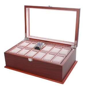  17 Wooden Watch Display Box Case Mahogany New