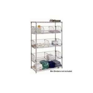 Chrome Wire Shelving unit with Wire Bins  Industrial 
