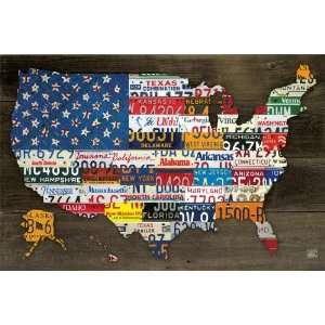 Aaron Foster 36W by 24H  Fifty State Flag CANVAS Edge #3 3/4 