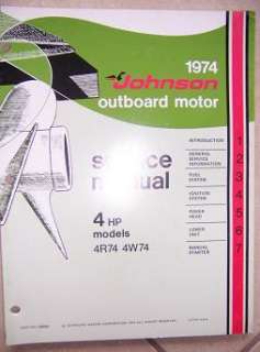 1974 Johnson Outboard Motor Service Manual 4 HP 4W74 v  