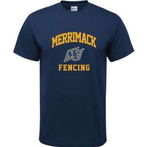  Merrimack Warriors Navy Youth Fencing Arch T Shirt Sports 