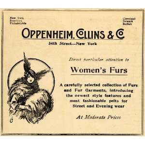  1914 Ad Oppenheim Collins Women Fur Clothing Hat Pelt 