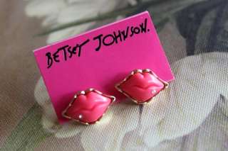 2077 Korean Fashion red lips with crystal Earrings  