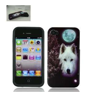  APPLE IPHONE 4 4S TREE WOLF MOON HYBRID CASE COVER 