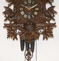 LARGE ANT.FINE CARVED BLACK FOREST MUSICAL CUCKOO CLOCK  