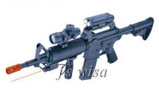   M16 34 AIRSOFT SPRING RIFLE GUN LASER RED DOT DUAL FLASH LIGHT  
