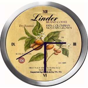  LINDER 14 Inch Coffee Metal Clock Quartz Movement Kitchen 