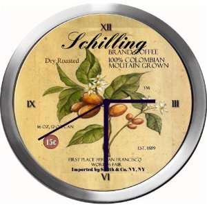  SCHILLING 14 Inch Coffee Metal Clock Quartz Movement 