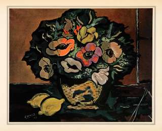 1939 Tipped In Georges Braque Vase Anemones Flowers Still Life Fauvism 