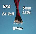 10 x LED   5mm PRE WIRED LEDS 24 VOLT WHITE 24V DC USA