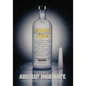   Ad Absolut Citron Vodka Ingenuity S. Bronstein   Original Print Ad