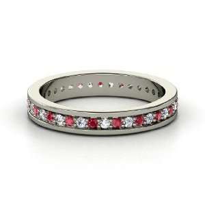  Brianna Eternity Band, 14K White Gold Ring with Ruby 