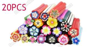 20pcs Nail Art Fimo Canes Rods Flower Sticks Sticker Decoration  