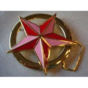    PINK AND RED NAUTICAL STAR BELT BUCKLE TATTOO