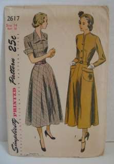 Vintage 1940s SIMPLICITY DRESS PATTERN  