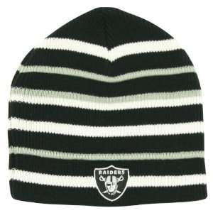   Raiders Multi Stripe Winter Knit Beanie Hat   Black