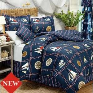   Anchors Nautical Queen Comforter Set (4 Piece Bedding)