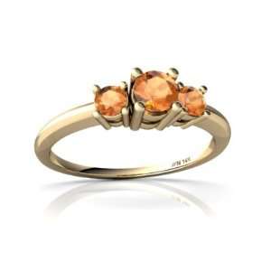   14K Yellow Gold Round Fire Opal 3 Stone Ring Size 6 Jewelry