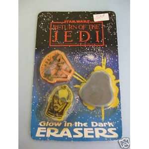  1983 Star Wars Return of the Jedi Glow in the Dark Erasers 