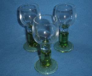 Crystal Cordial Liqueur Glass Glasses Green Stem  