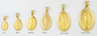 14K Gold Large Oval Miraculous Medal Mary charm 2sides  