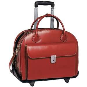  Glen Ellyn Red Italian Leather Wheeled Detachable Laptop 