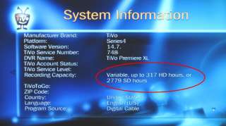 TiVo Premiere XL TCD748000 DVR   2TB Hard Drive 851342000858  