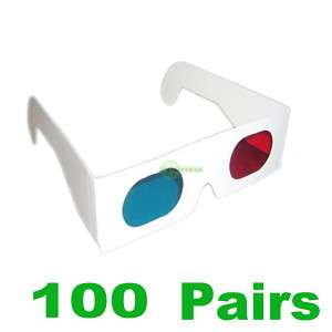 100 Pair Red Blue 3D 3 Dimensional Anaglyph DVD Glasses  