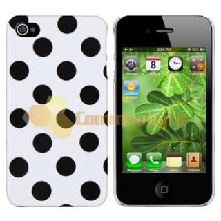Large Black Polka Dot Case+Car+USB US Wall Charger Accessory For 
