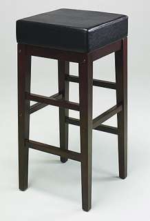CREAM   BLACK Faux Leather 30H Square Bar Counter Stool  