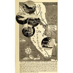  1934 Print Malay Peninsula Sumatra Singapore Batak Lake 