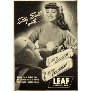   Ad Leaf Leafmint Chewing Gum Candy Football Sports   Original Print Ad