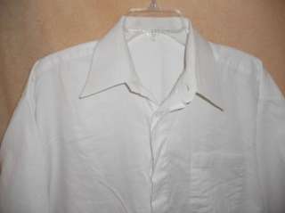 White Waffle Print Dress Shirt French Cuff Cotton Mens Size XL  