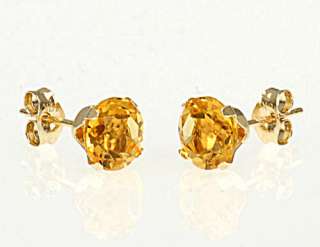 10K Gold 6mm Round Gemstone Birthstone Stud Earrings  