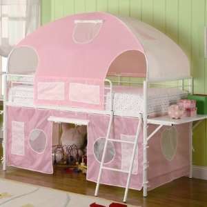  Muldoon Twin Loft Bed with Tent in Pink