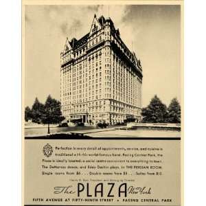   Ad Plaza Hotel Central Park Persian Room DeMarcos   Original Print Ad