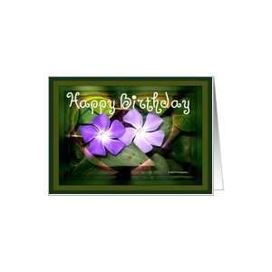  Happy Birthday Purple Heart Flower Ivy Greeting Card Card 