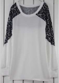   neck Leopard Shoulder Long Sleeve T shirt Tight Hips Tops 3150#  