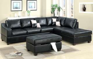 Modern Sectional Black Leather Sofa Couch Set 7356  