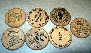 pack of Random Wooden Nickels from all over   We combine & ship 