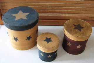 Boyds Set of 3 Stacked Americana Wood Boxes  