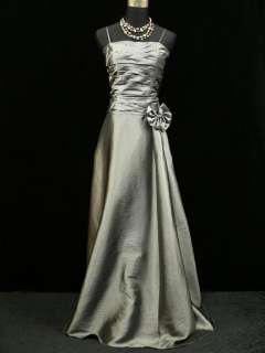 Cherlone Satin Grey Long Prom Ball Gown Wedding/Evening Dress UK Size 