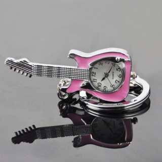 Fashion Pink Design Music Guitar Key ring Women Ladies Girls Pocket 