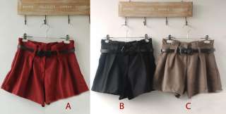 New Women Girls Vintage Retro Winter Wool Blend Shorts Divided Skirt 